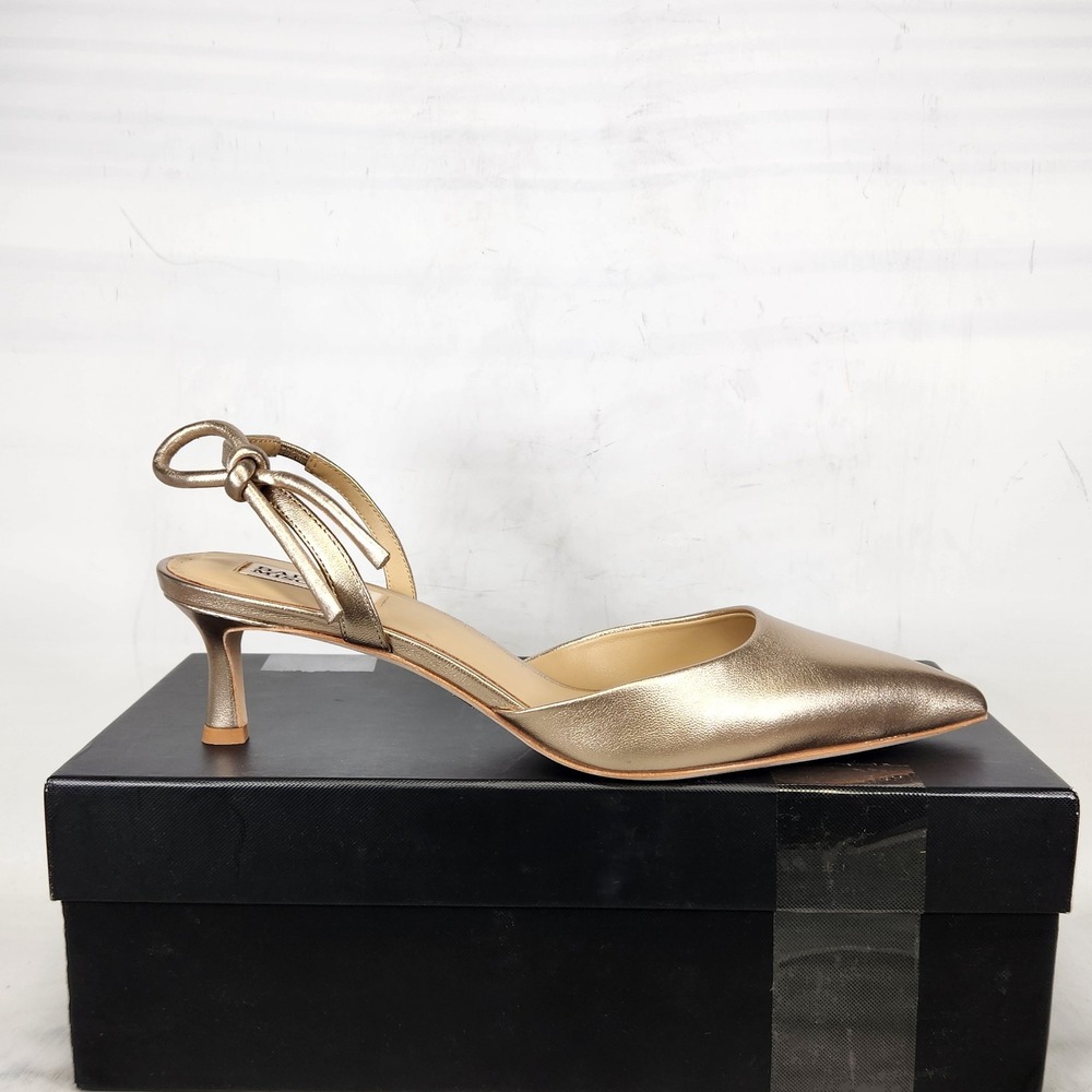 Badgley Mischka Gentry Heels Women Size 10 Champagne Metallic Slingback Kitten